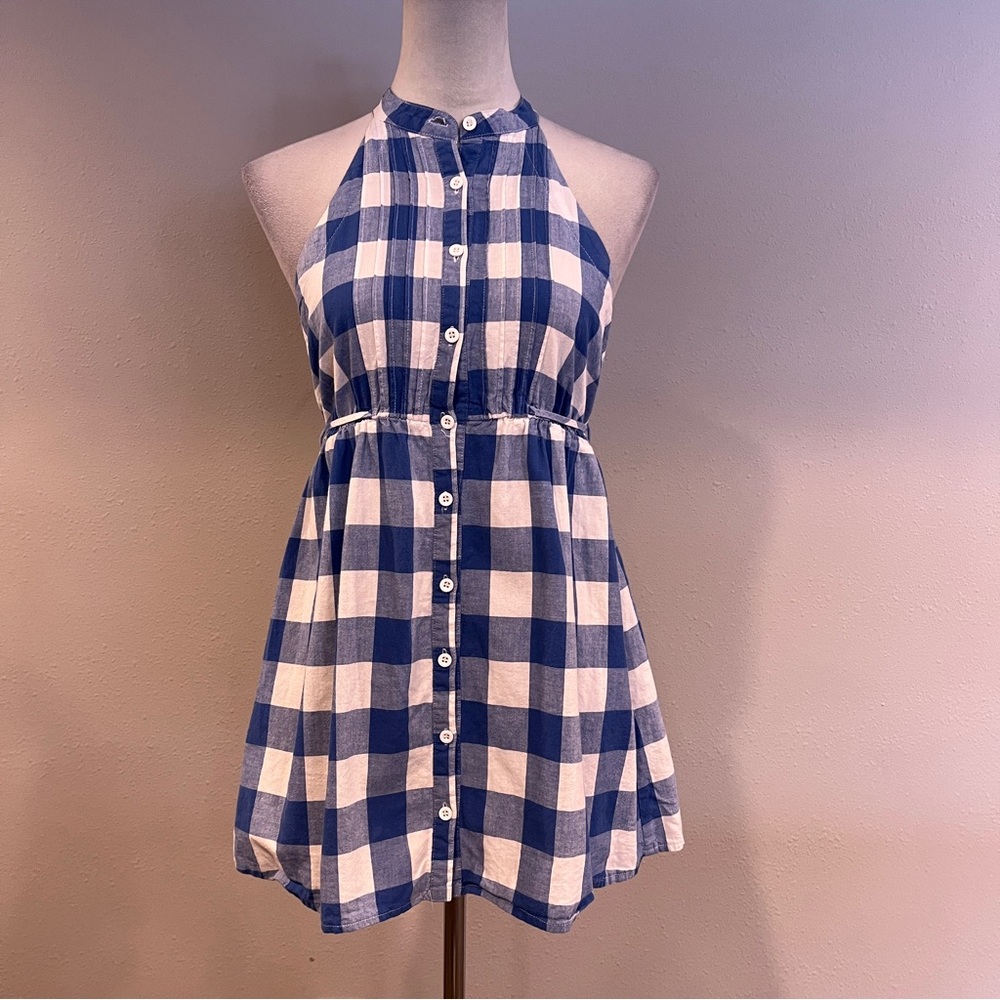 Forever 21 Blue and White Gingham Halter Tunic